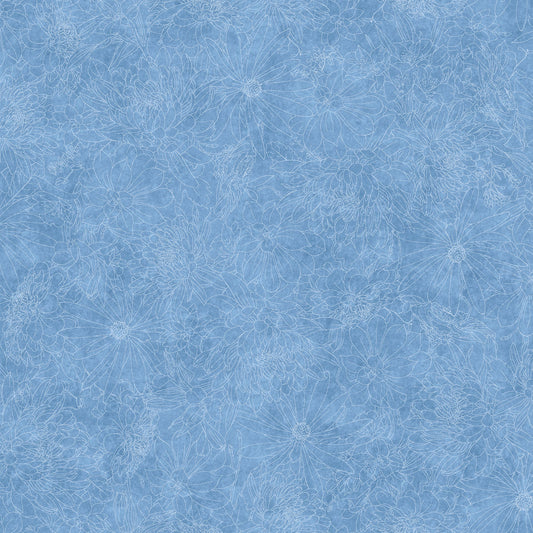 MASQB11240-B Fine Line Floral 108" Quilt Backs by Maywood Studio