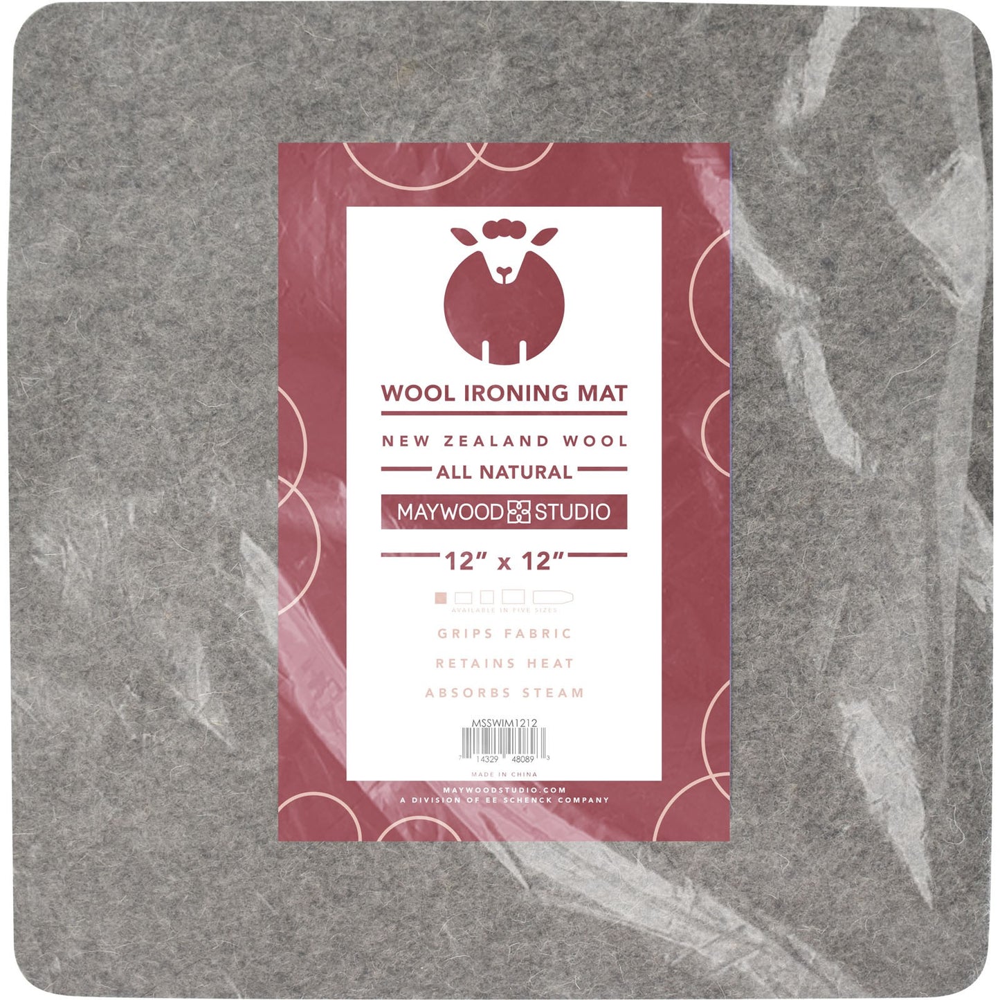 MSSWIM1212 Wool Ironing Mat 12" x 12” by Maywood Studio