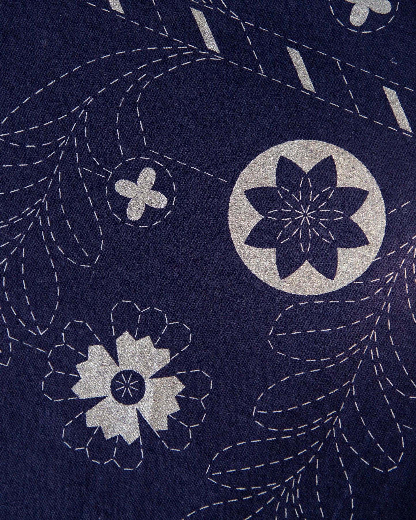 DVC1006 Sashiko Panels Tree Navy - Silver