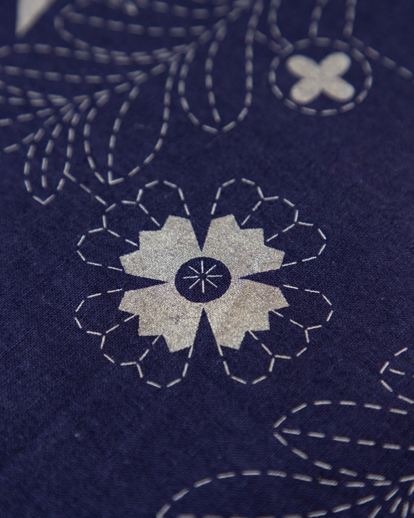 DVC1006 Sashiko Panels Tree Navy - Silver