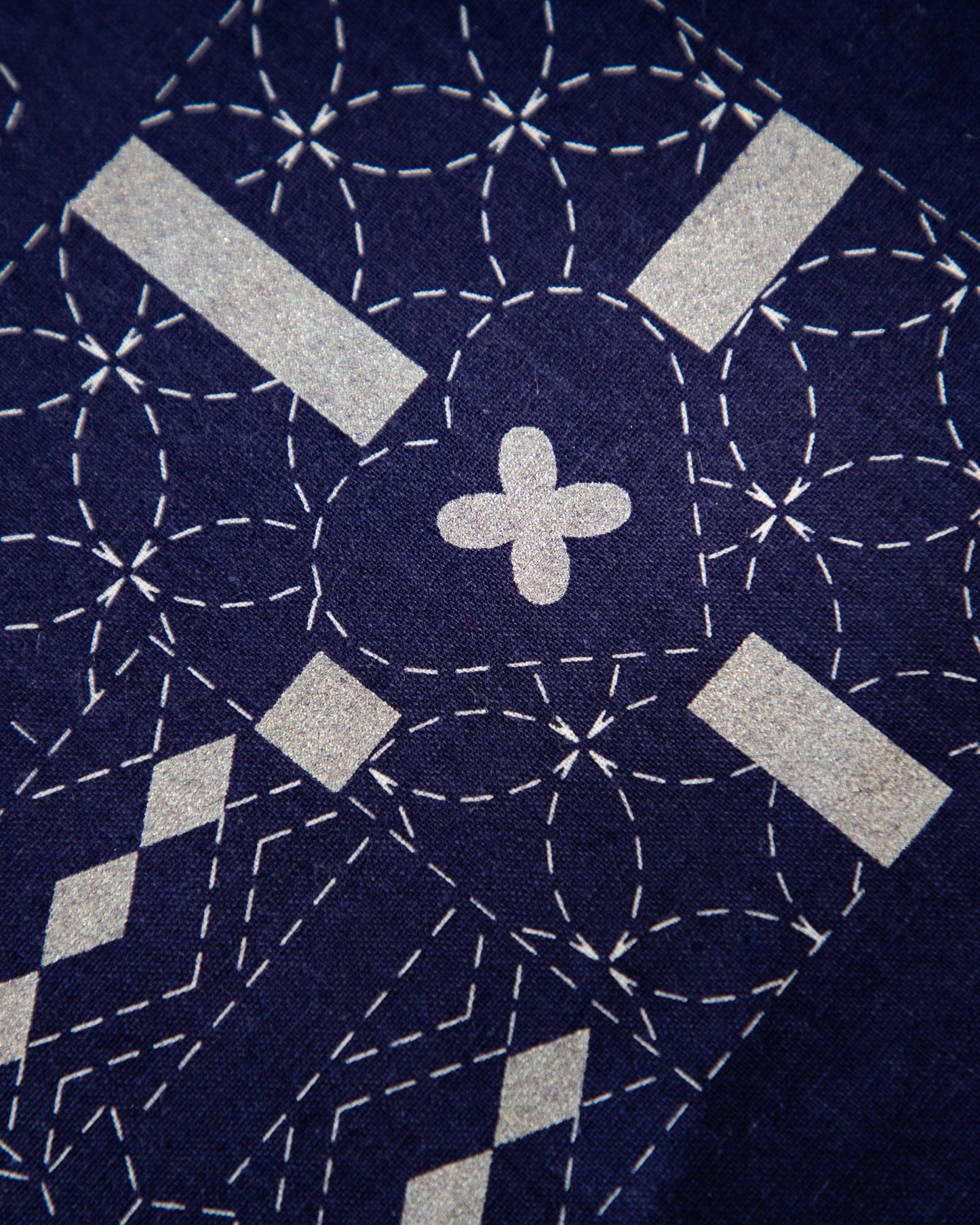 DVC1006 Sashiko Panels Tree Navy - Silver