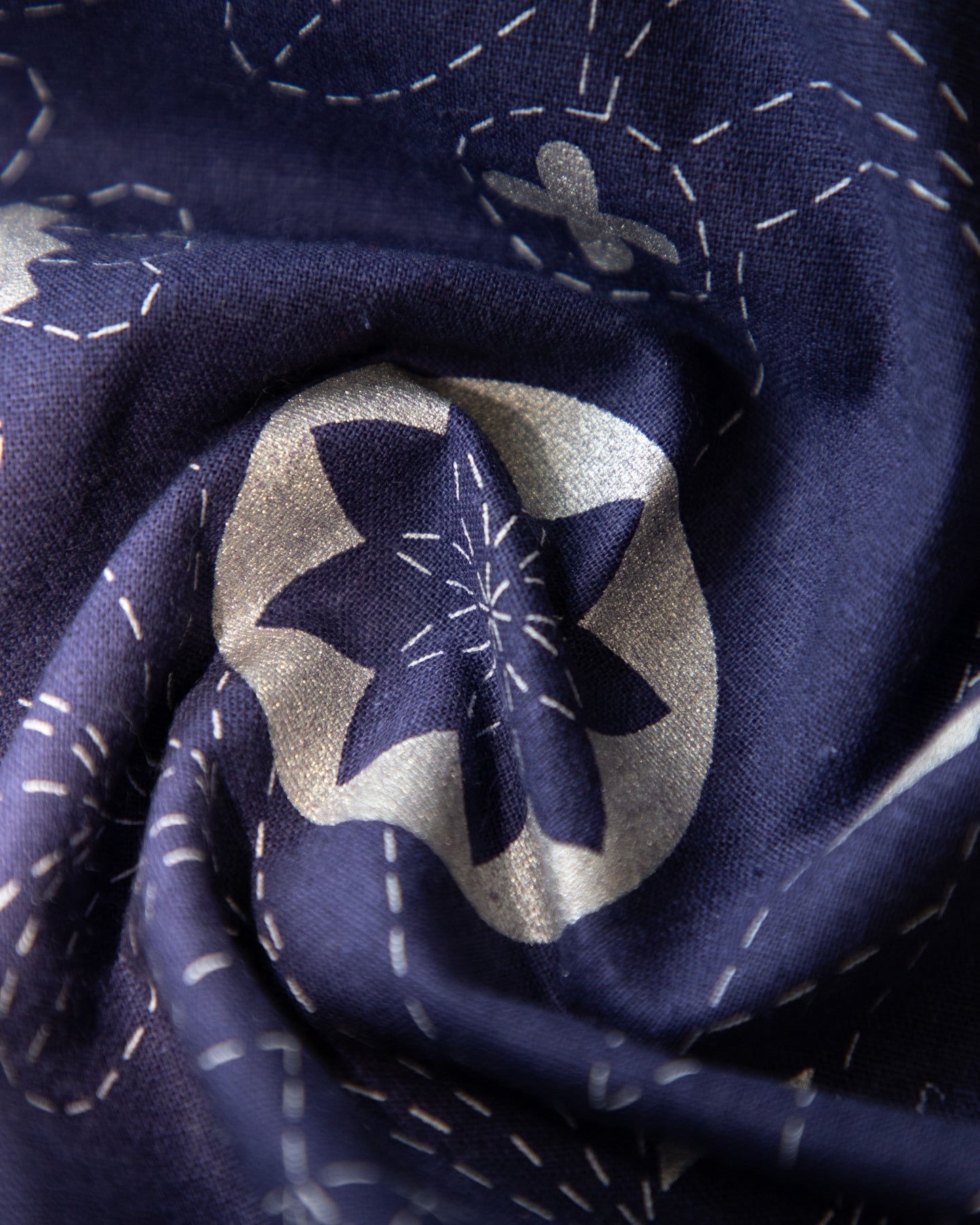 DVC1006 Sashiko Panels Tree Navy - Silver