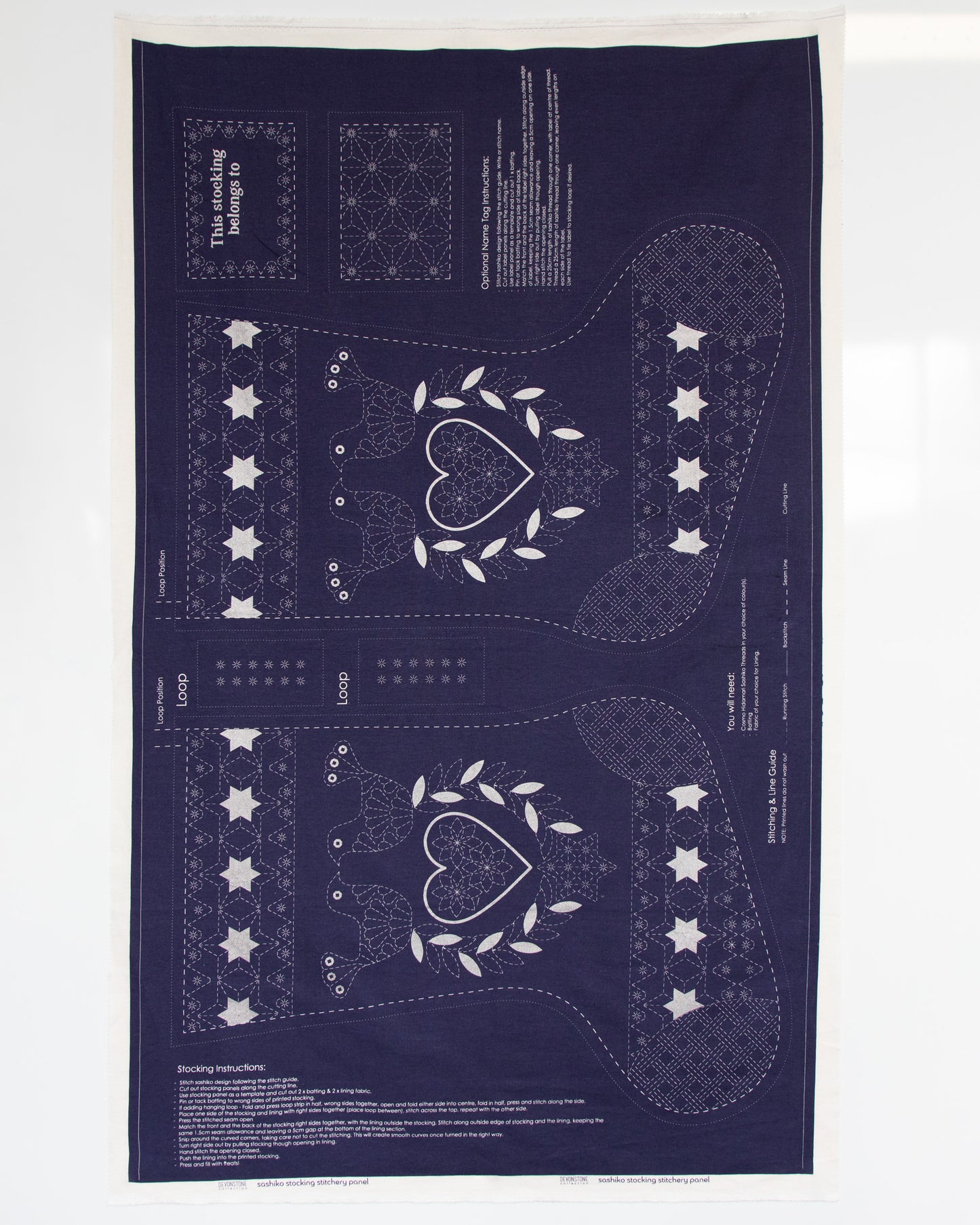DVC1002 Sashiko Panels Stocking Navy