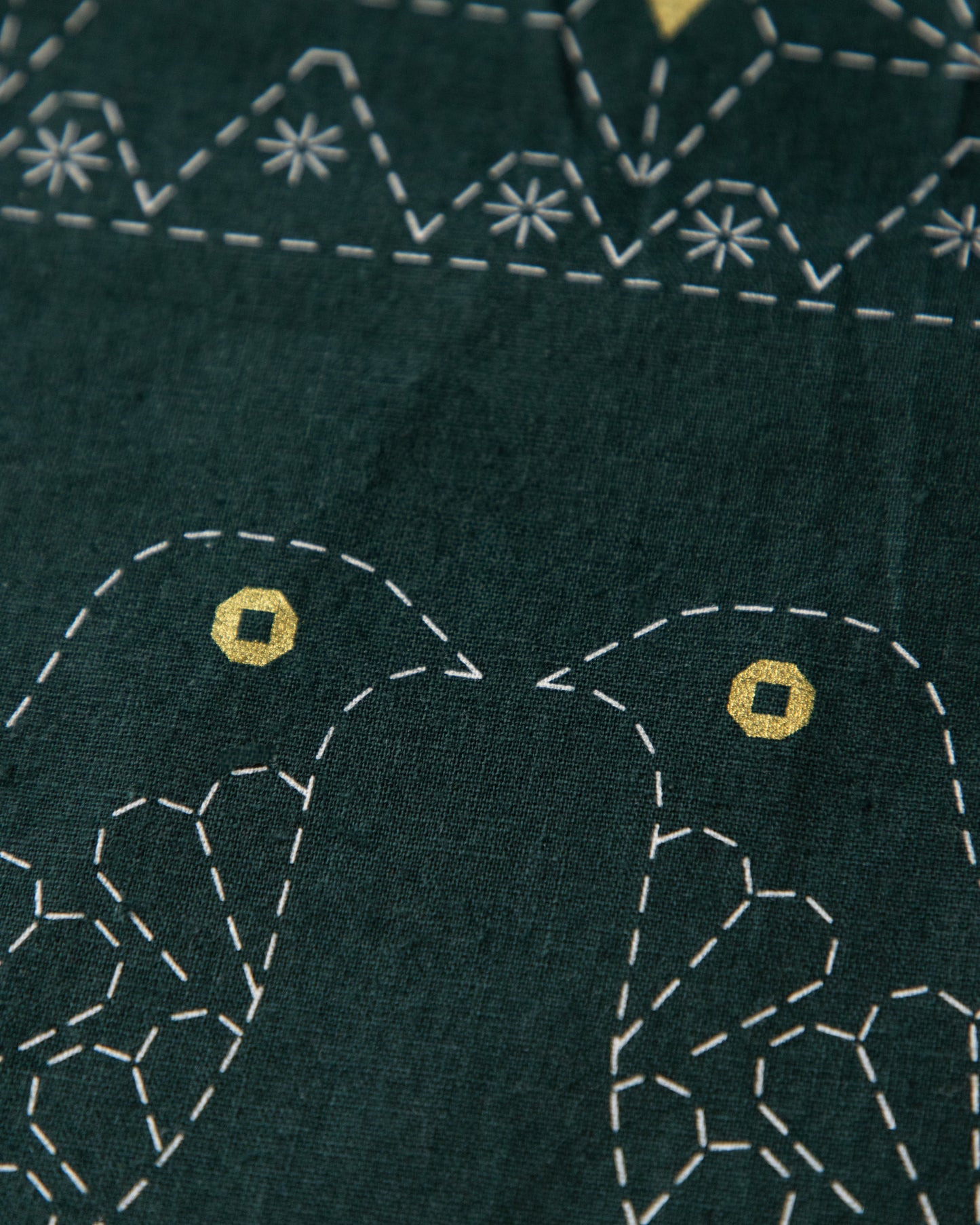 DVC1003 Sashiko Panels Stocking Green - Gold