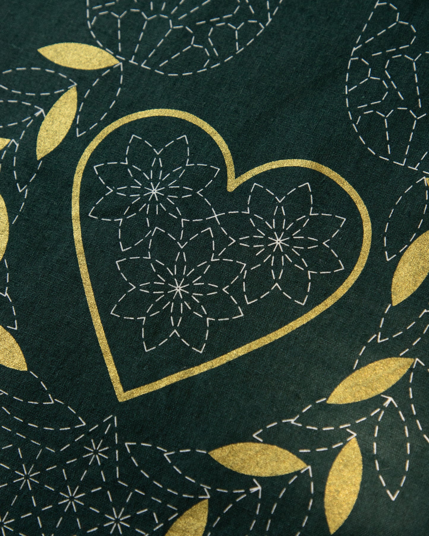 DVC1003 Sashiko Panels Stocking Green - Gold