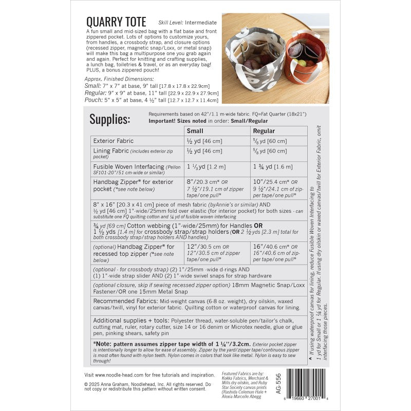 NDLAG-556 Quarry Tote Pattern by Noodlehead