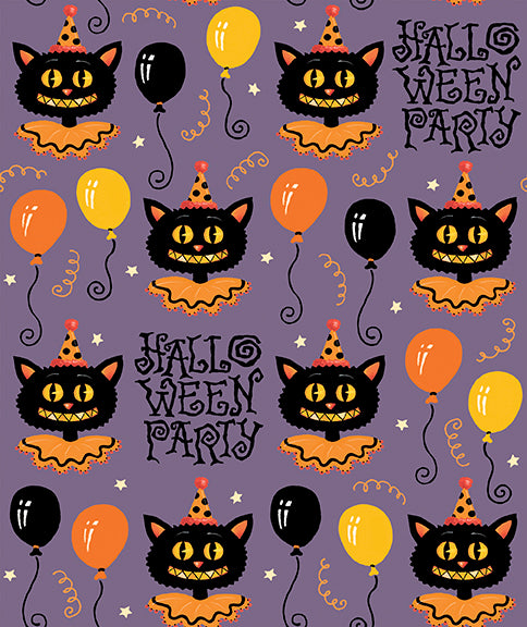 PWMY081.PURPLE Party at the Haunted Mansion Party Cat
