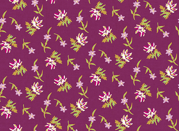 PWSF006.MAROON Memory Lane Sprigged Calico