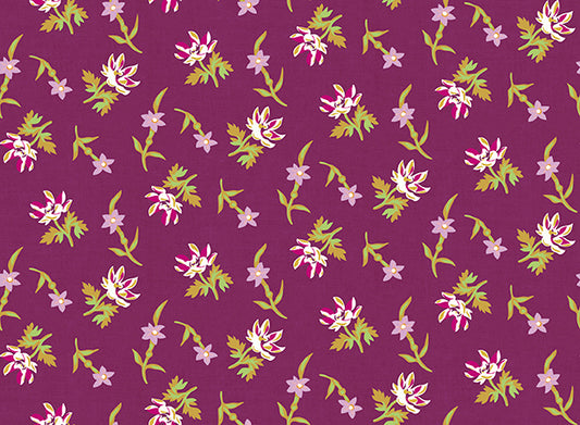 PWSF006.MAROON Memory Lane Sprigged Calico