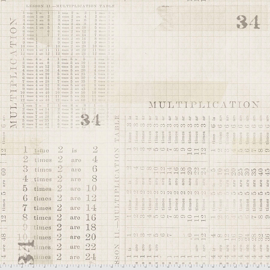 PWTH106.PARCHMENT Monochrome Multiplication Table