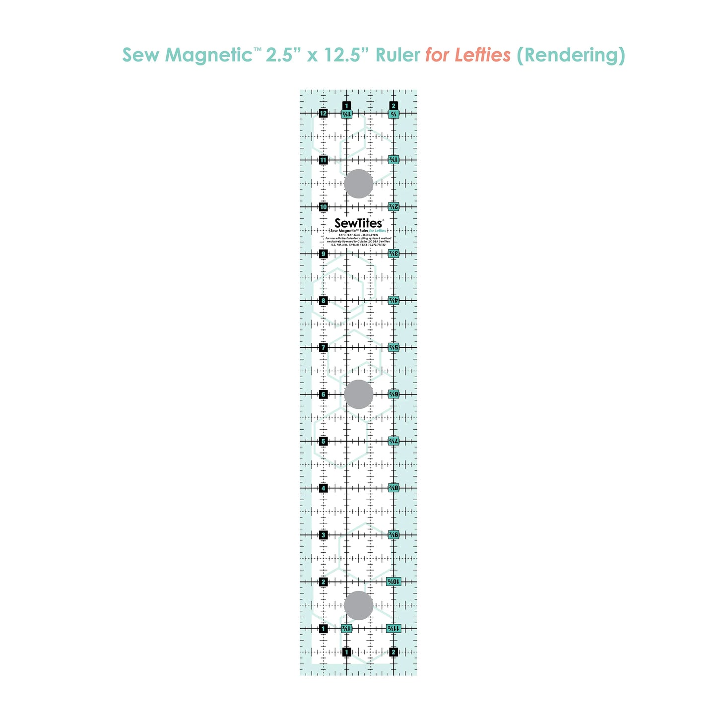 ST-CS-212RL 2.5" x 12.5" Sew Magnetic Ruler - Left