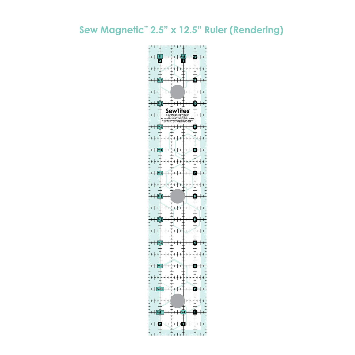 ST-CS-212R 2.5" x 12.5" Sew Magnetic Ruler