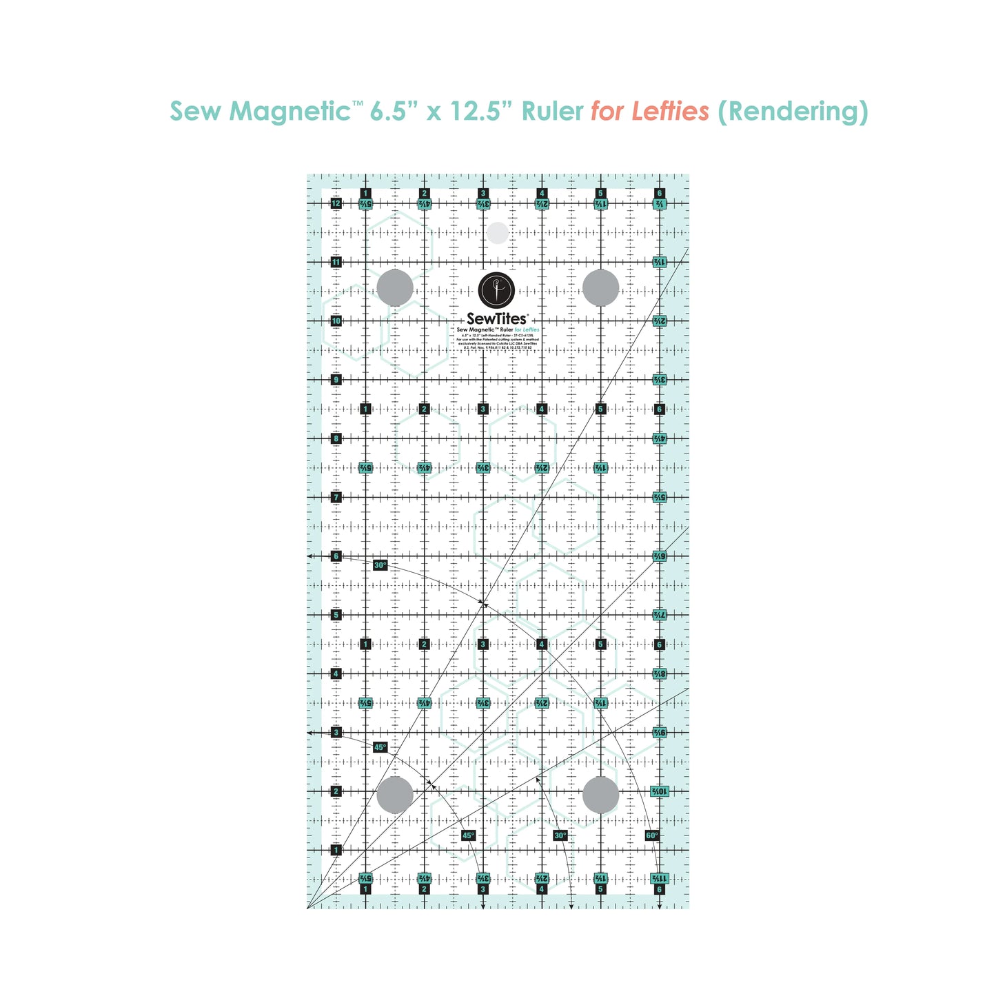ST-CS-612RL 6.5" x 12.5" Sew Magnetic Ruler - Left