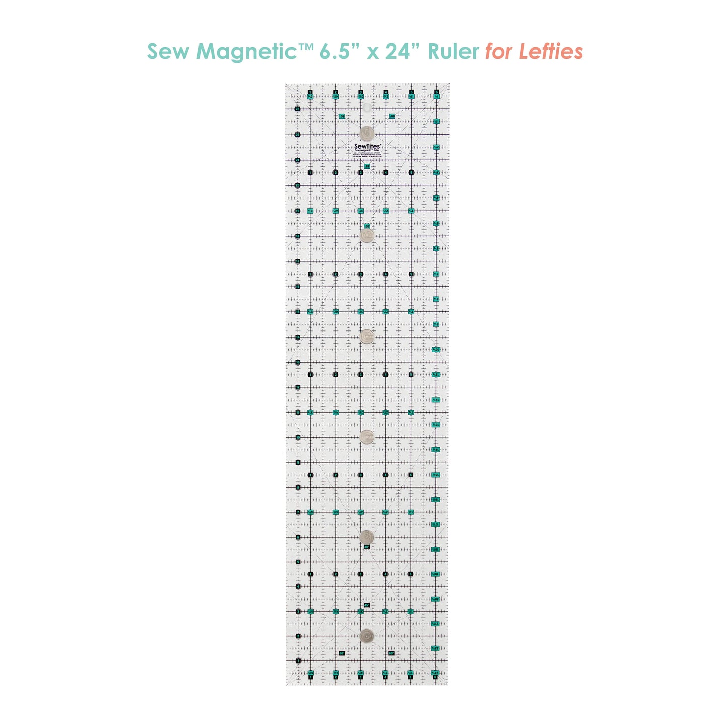 ST-CS-624RL 6.5" x 24" Sew Magnetic Ruler - Left
