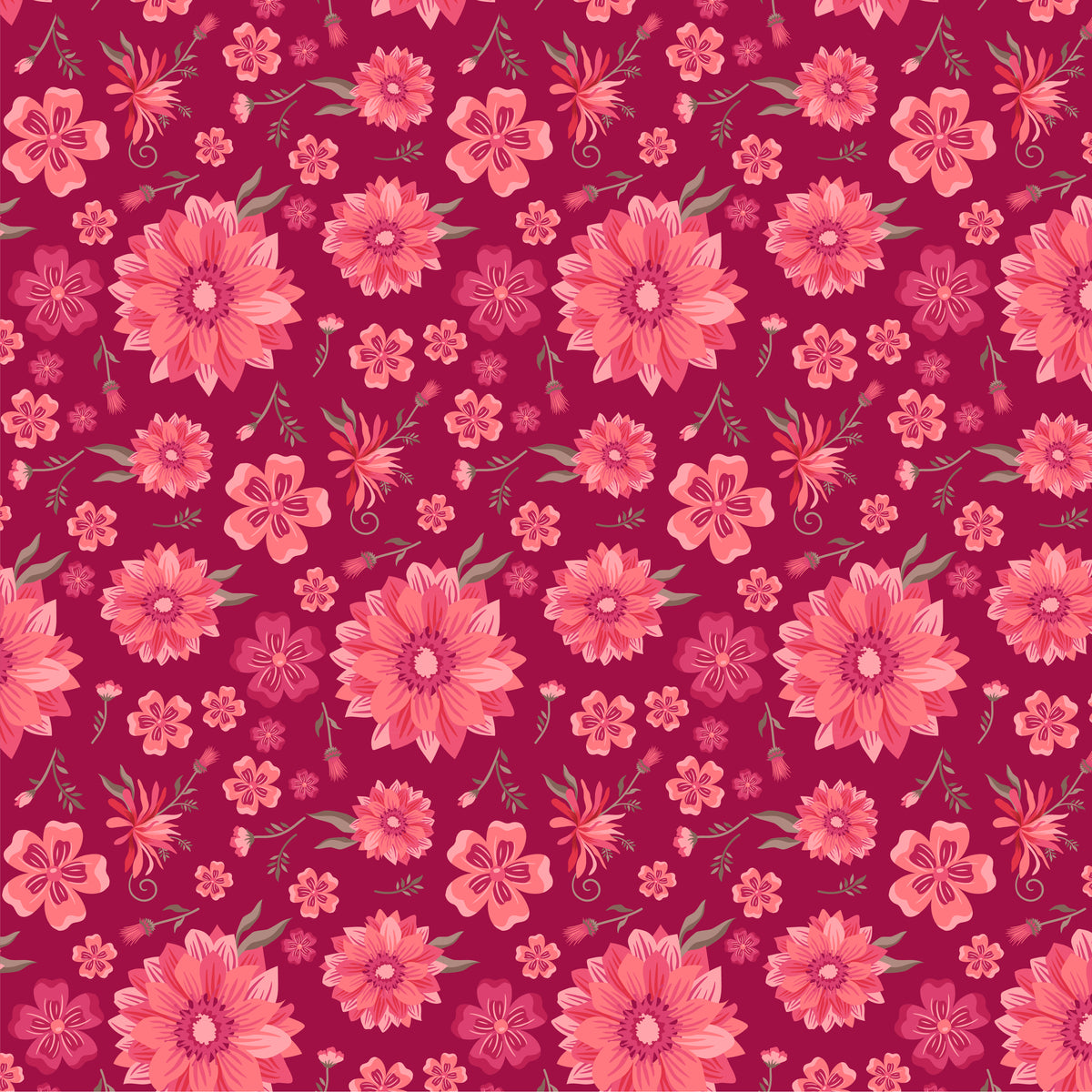 TS271603 Tennessee Summer Southern Floral Dk Red