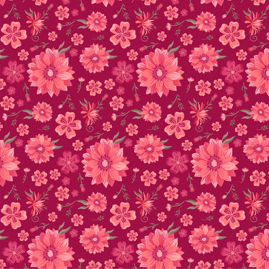 TS271603 Tennessee Summer Southern Floral Dk Red