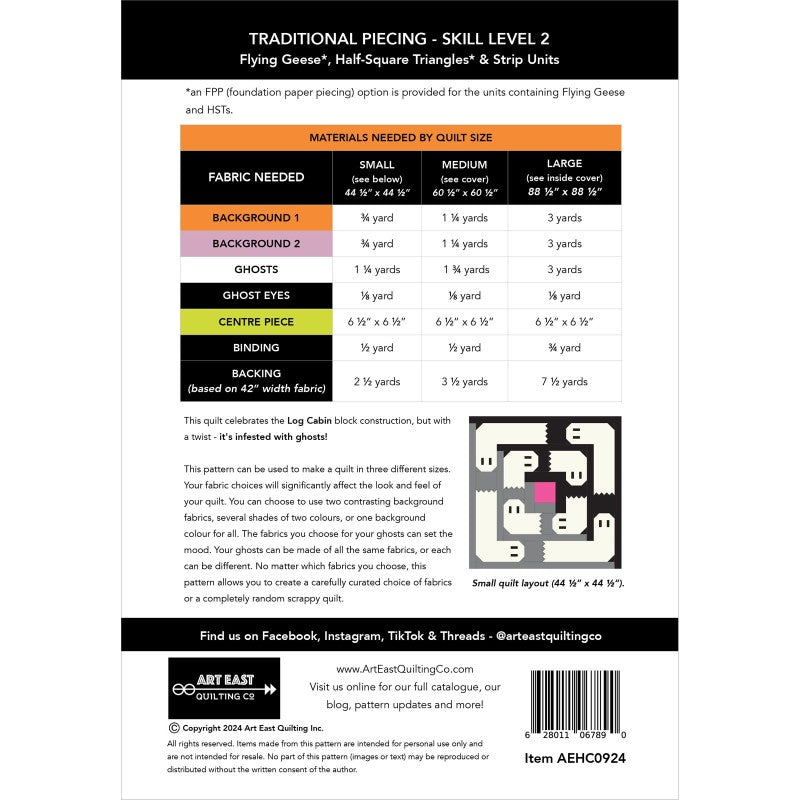 AEQHC0924 The Haunted Cabin Pattern by Art East Quilting Inc.