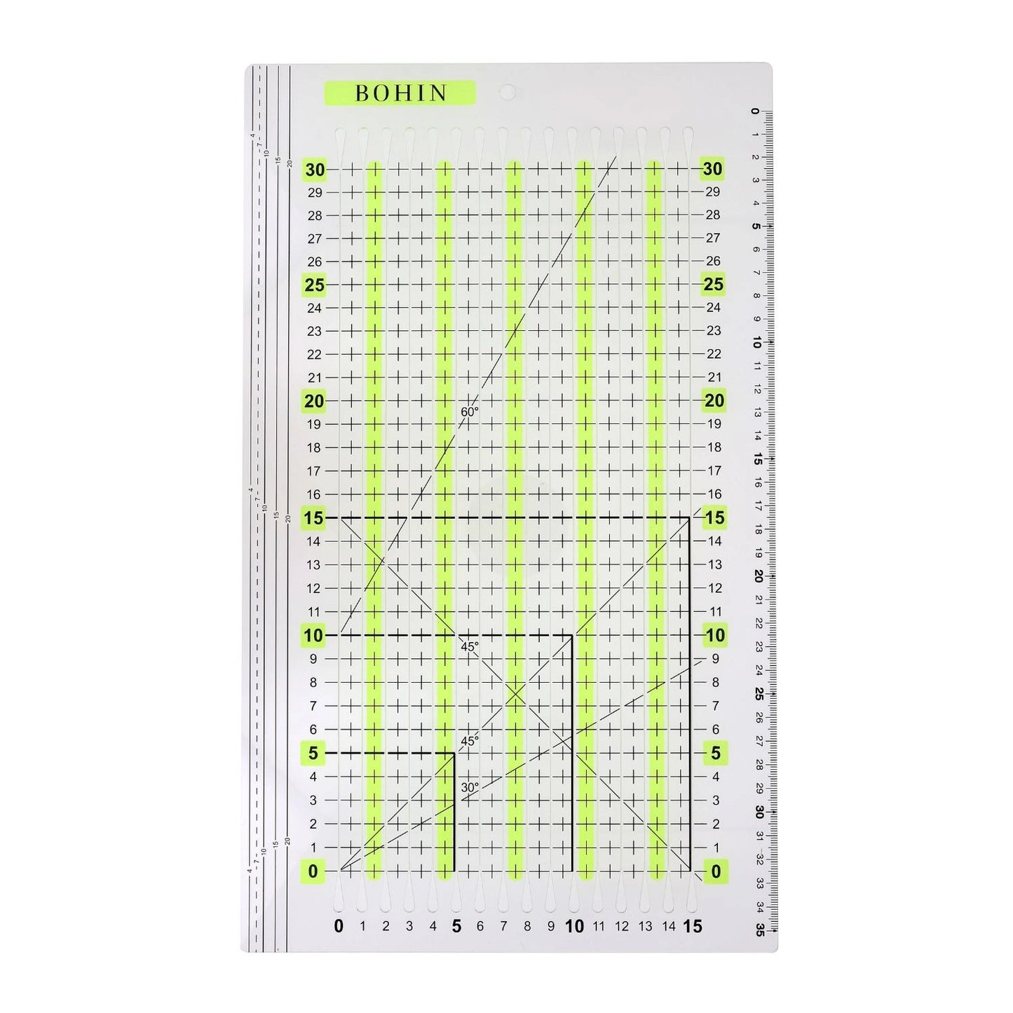 Patchwork ruler with cutting slots 30 x 15 cm