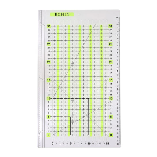 Patchwork ruler with cutting slots 30 x 15 cm
