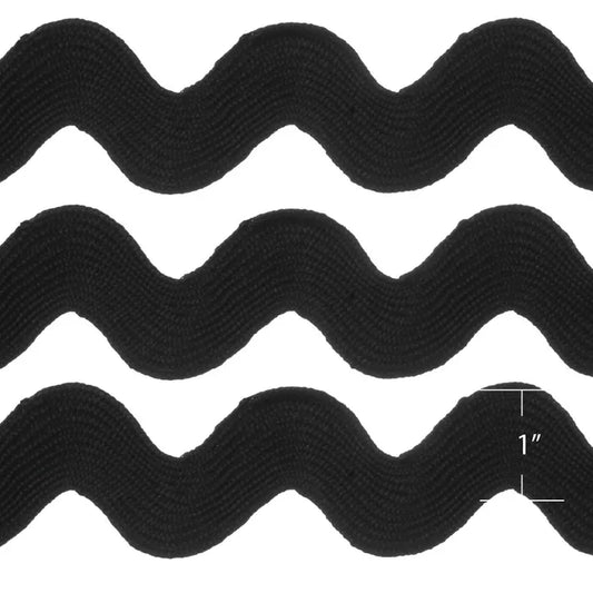 DVRR009 Ric Rac 9.1m - 1" Spool Black