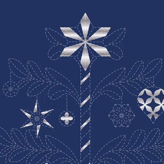 DVC1006 Sashiko Panels Tree Navy - Silver