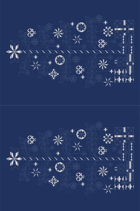 DVC1006 Sashiko Panels Tree Navy - Silver