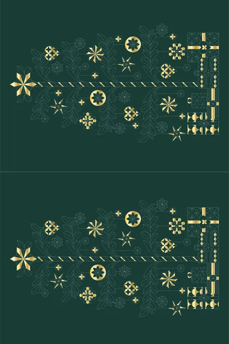DVC1007 Sashiko Panels Tree Green - Gold