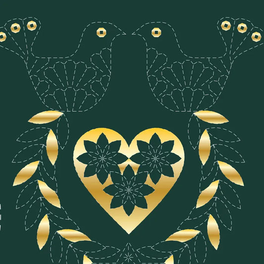DVC1003 Sashiko Panels Stocking Green - Gold