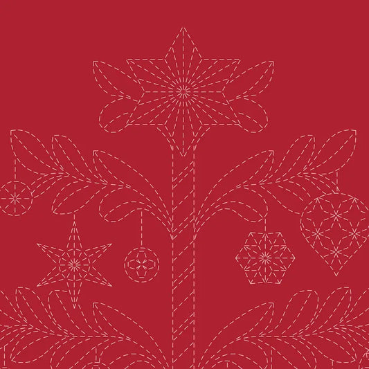 DVC1005 Sashiko Panels Tree Red