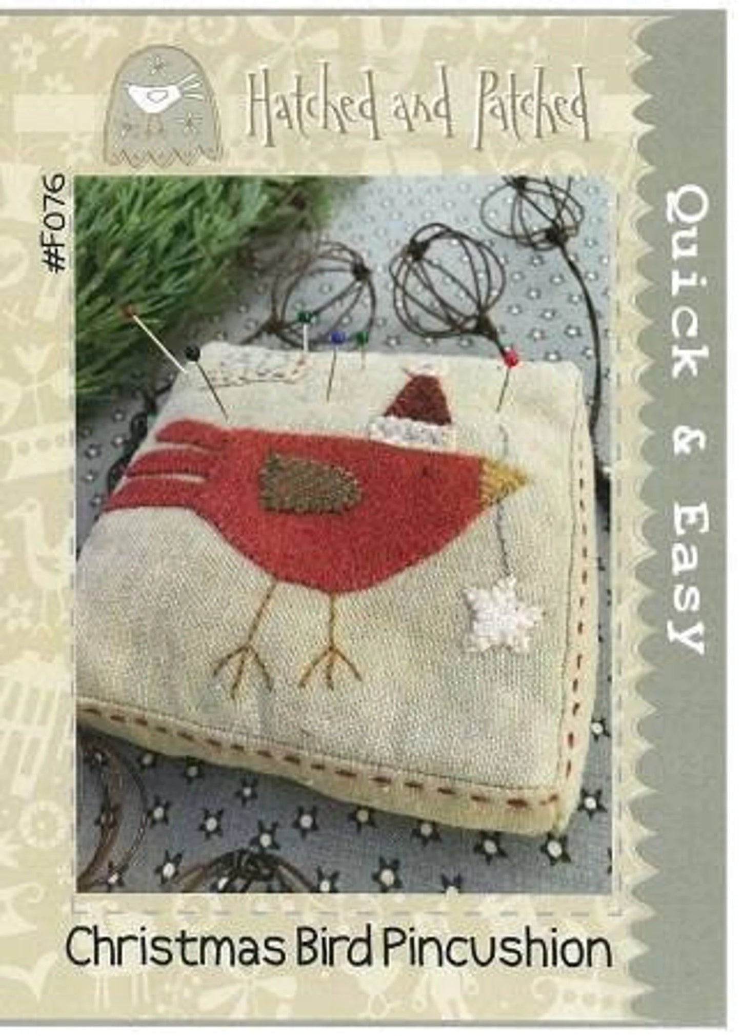 F076 Christmas Bird Pincushion