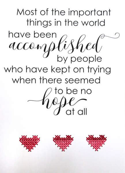 HNKSS3 Most of the important things A4 stitched sign