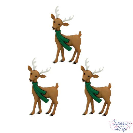 1013 Snow Deer Singles Winter Outdoor Animal Buttons