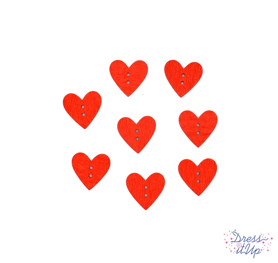 11845 Wood Heart in Red 2-Hole Sew Thru Buttons