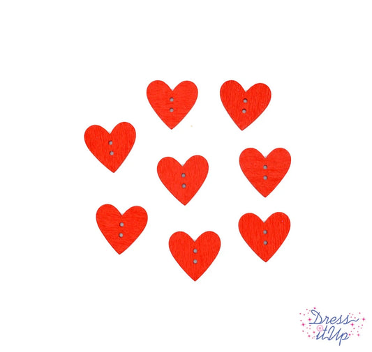 11845 Wood Heart in Red 2-Hole Sew Thru Buttons